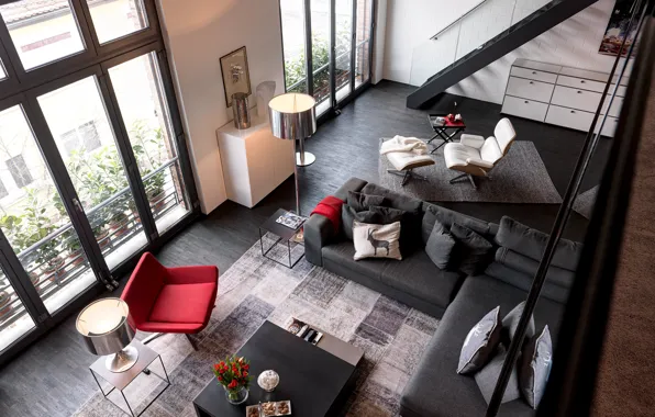 Interior, ladder, living room, loft