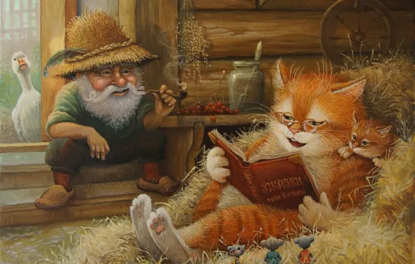 Picture summer, cat, figure, tale, art, children's, Tales of the cat Kuzma, Alexander Maskaev