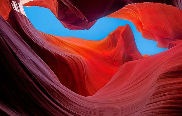 The sky, rocks, AZ, gorge, USA, antelope canyon