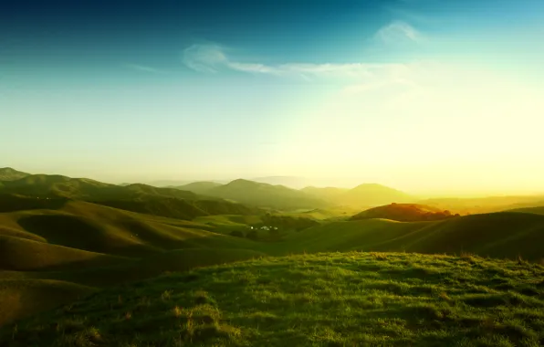 The sky, grass, CA, the California hills, californian hills