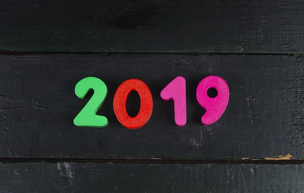 Colorful, New Year, figures, black background, black, background, New Year, Happy