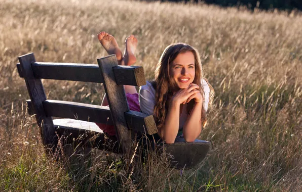 Picture summer, girl, bench