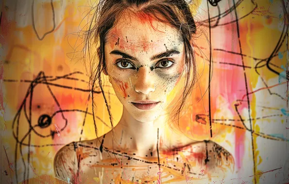 Look, girl, imitation painting, AI art, neural network