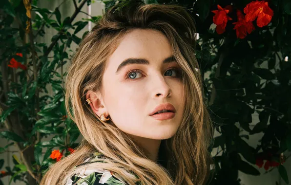 Picture look, girl, flowers, hair, Marie Claire, Sabrina Carpenter
