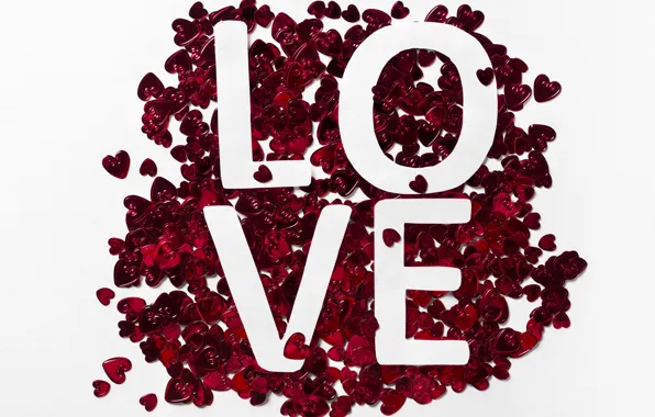 The inscription, Red, Paper, Hearts, white background, love