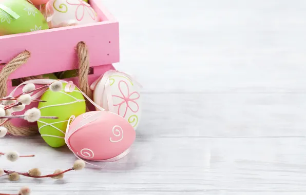 Flowers, eggs, spring, colorful, Easter, wood, pink, flowers