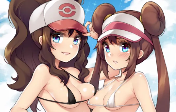 Girl, sexy, cleavage, long hair, brown hair, boobs, anime, beautiful