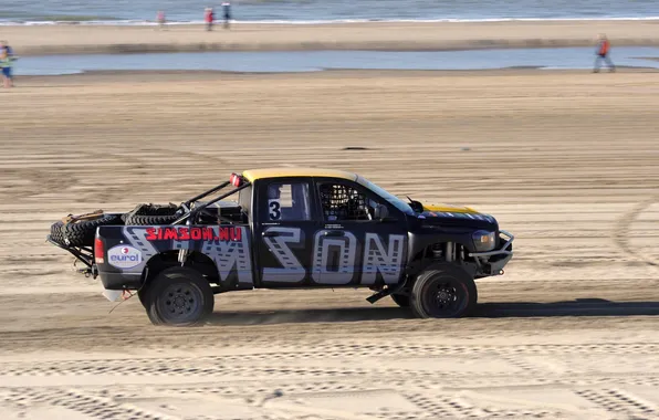 Sand, Beach, Auto, Machine, Dodge, Day, Jeep, Pickup