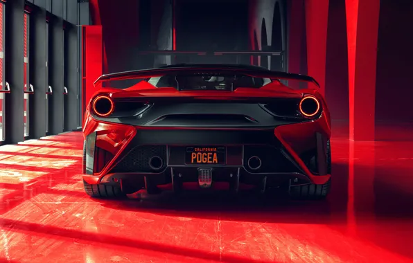 Lights, Ferrari, supercar, rear view, GTB, 2018, 488, Pogea Racing