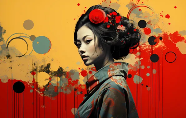 Picture girl, face, image, Asian, digital painting, digital art, AI art, digital painting