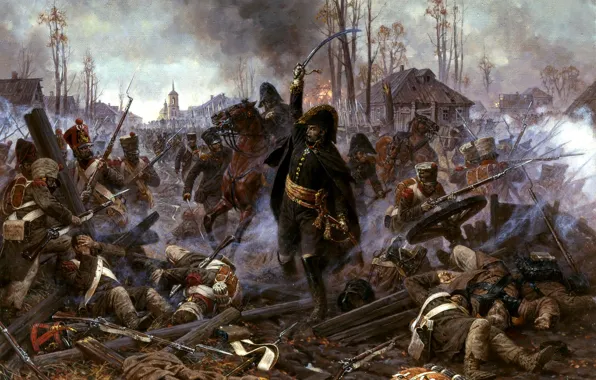 Picture oil, picture, canvas, Patriotic war, Aleksandr Yurievich Averyanov, 12(24) October 1812&ampquot;, &ampquot;General A. J. Delzon …