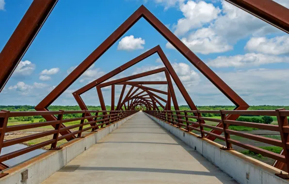 Picture bridge, trail, USA, Iowa, High Trek Trail