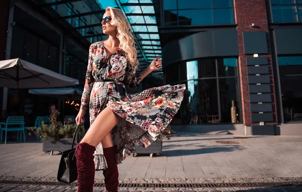 Picture girl, dress, beautiful, model, blonde, gorgeous, boots