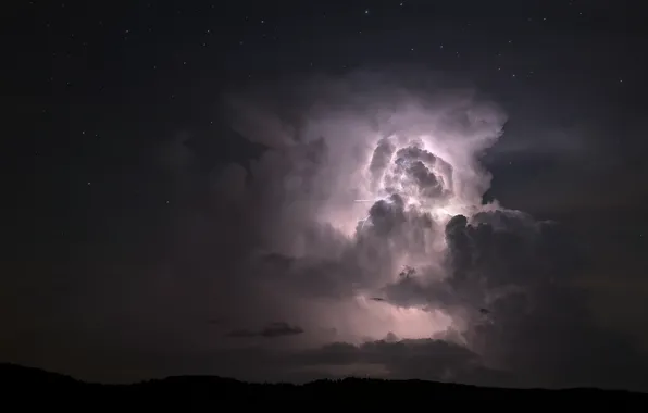 The storm, the sky, clouds, night, lightning