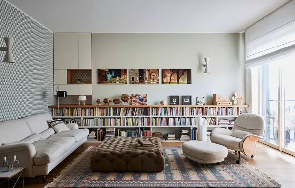 Picture room, Private Apartment in Milano, interior, living room, library