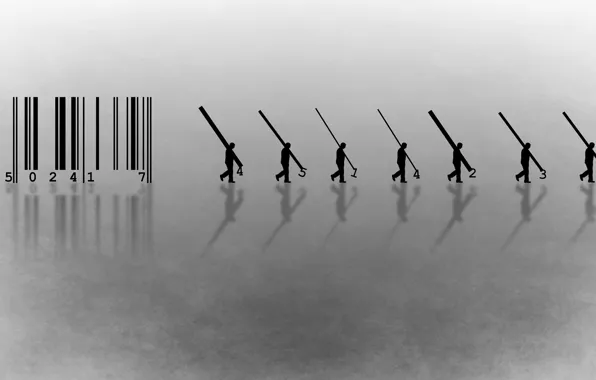 Background, barcode, silhouettes