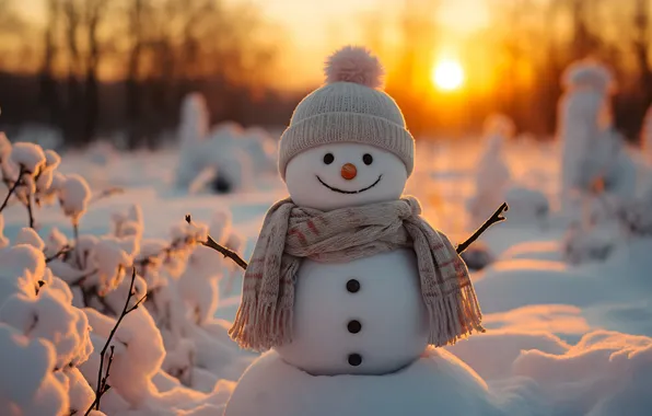 Winter, snow, Christmas, New year, snowman, Christmas, winter, snow