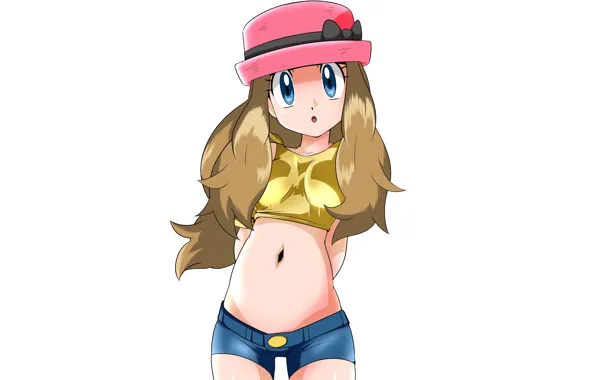 Picture girl, sexy, shorts, long hair, boobs, anime, beautiful, pretty