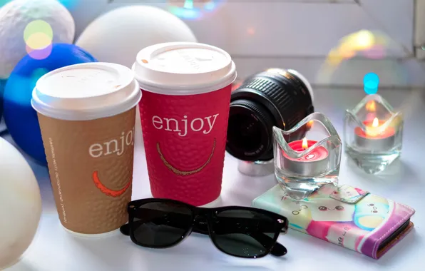 Bubbles, candles, Coffee, setting