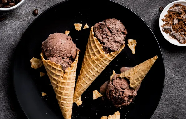 Picture plate, ice cream, dessert, horns, sweet