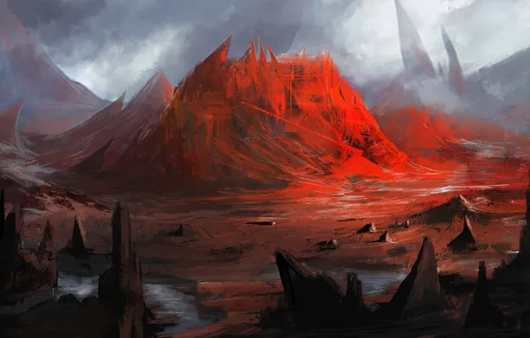 Mountain, art, cloudminedesign, red mountian