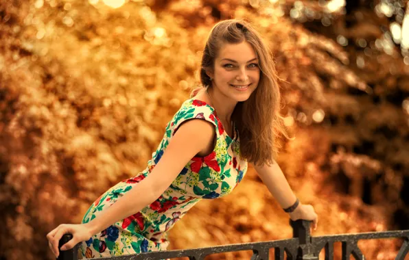 Autumn, look, girl, face, pose, smile, sweetheart, earrings