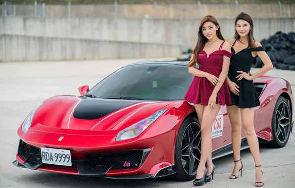 Look, sexy, girls, dress, car, Asian girls