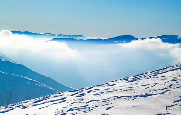 Picture snow, mountains, blue, beautiful