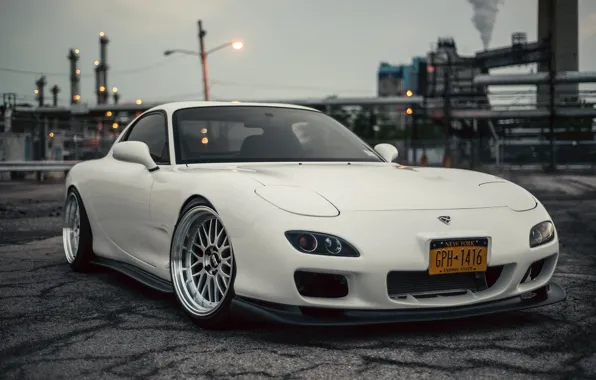 Picture Mazda, Car, White, RX-7, BBS, Wheels, Swap, LS1