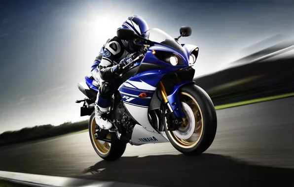 Picture speed, motorcyclist, Yamaha, front, Yamaha, YZF-R1, sport bike