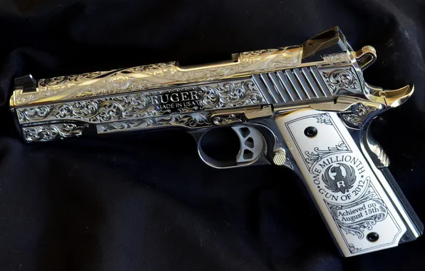 Picture silver, pistol, Ruger, handgun, decorated