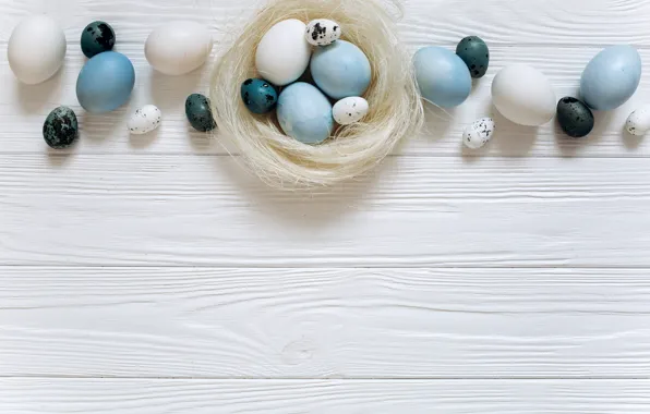 Picture eggs, blue, Easter, white, white, wood, blue, spring
