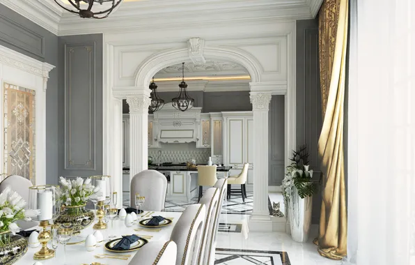 Design, table, Villa, interior, kitchen, luxury, decor, dining room