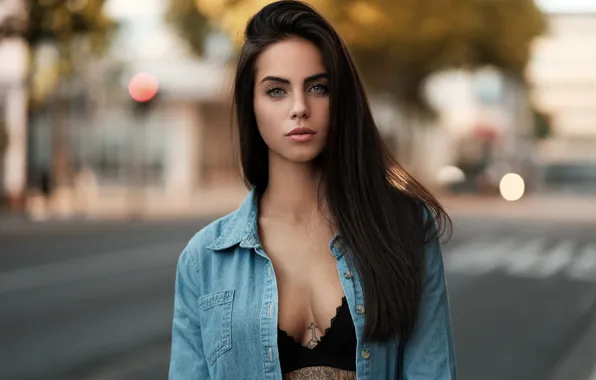 Chest, sexy, model, portrait, makeup, brunette, tattoo, hairstyle