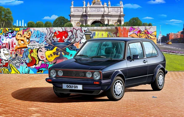 Graffiti, GTI, Volkswagen Golf, Mk 1, Volkswagen AG