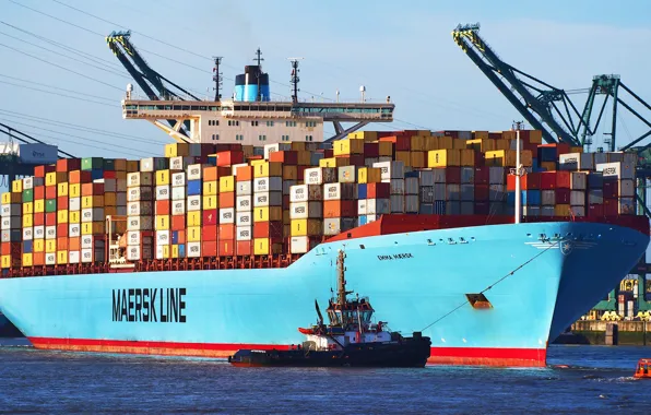 Water, Reflection, Port, Board, The ship, Line, Emma, Cargo