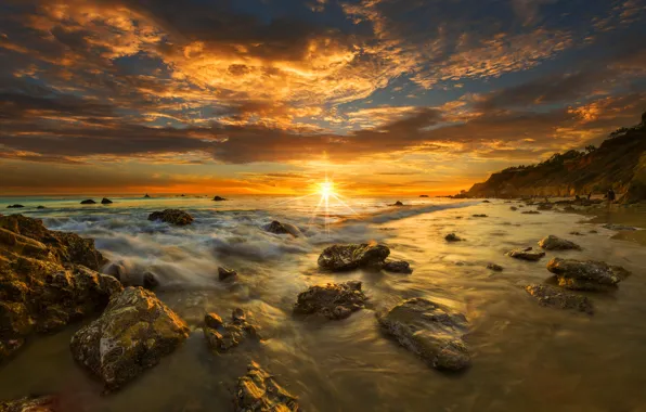 Beach, sunset, CA, USA, Malibu