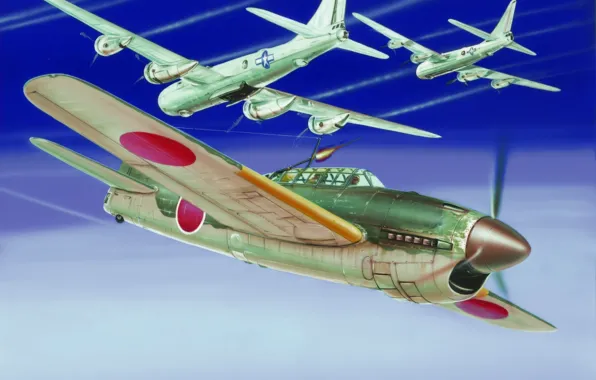Picture war, art, painting, aviation, ww2, Kugisho D4Y2-S, japanese aiplane, Suisei 12