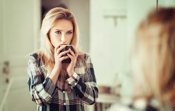 Girl, long hair, photo, photographer, blue eyes, model, cup, beauty