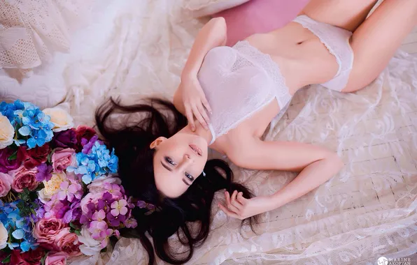 Color, girl, model, body, panties, linen, brunette, girl