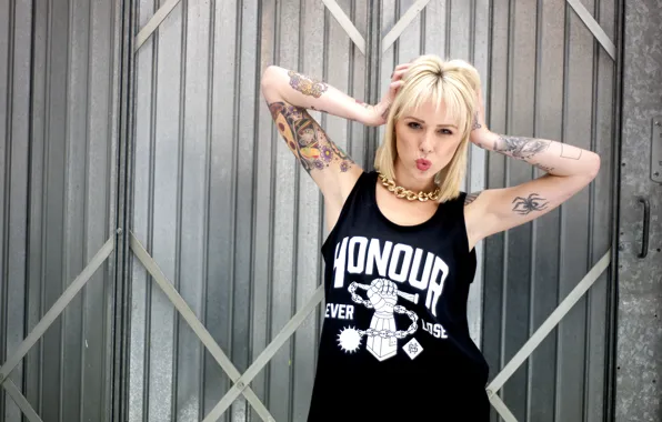 Girl, woman, model, tattoo, blonde, tattoos, female, Alysha Nett