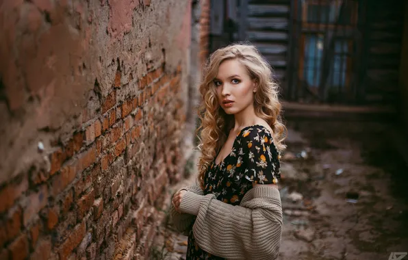 Picture look, girl, pose, photo, wall, model, makeup, hairstyle