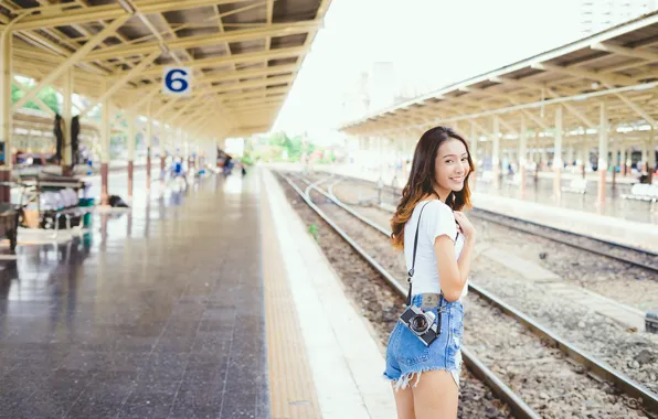Picture look, smile, station, figure, Asian