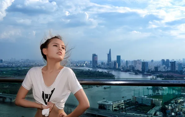 Picture girl, the city, background