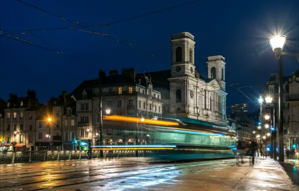 Night, lights, France, home, hdr, lantern, Besançon