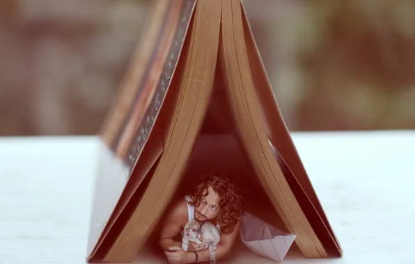 Cat, people, home, book