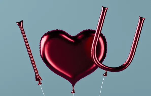 Letters, holiday, red, heart, Shine, thread, heart, I love you