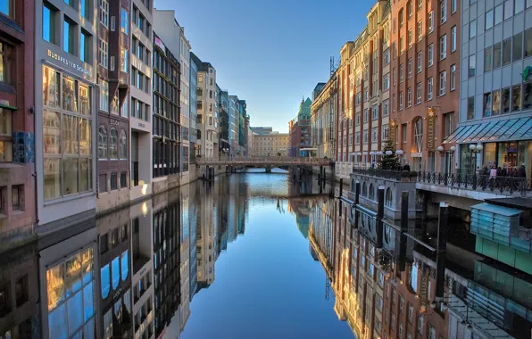 Sunset, river, Windows, building, home, the evening, The city, Germany