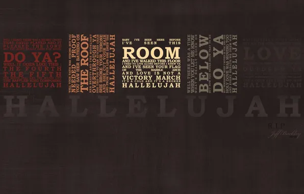 Wallpaper text, music, leonard cohen, song, hallelujah, jeff buckley