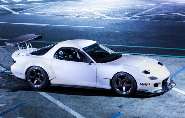 White, markup, road, highway, Mazda, RX-7, Mazda RX-7